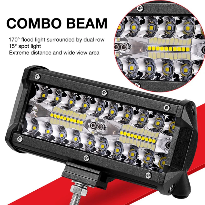 7 inch 120W Car LED Light Bar Offroad 4x4 Spotlights Fog Lamp 12V 24V Headlight Truck Farm Tractor Boat SUV ATV Work Light