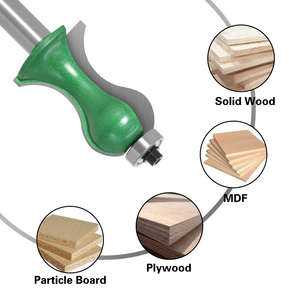 LAVIE 1PC 12mm Shank Bottle Neck Router Bit, Stair Handrail & Door Line Profile Cutter, Woodworking Carving Milling Bit
