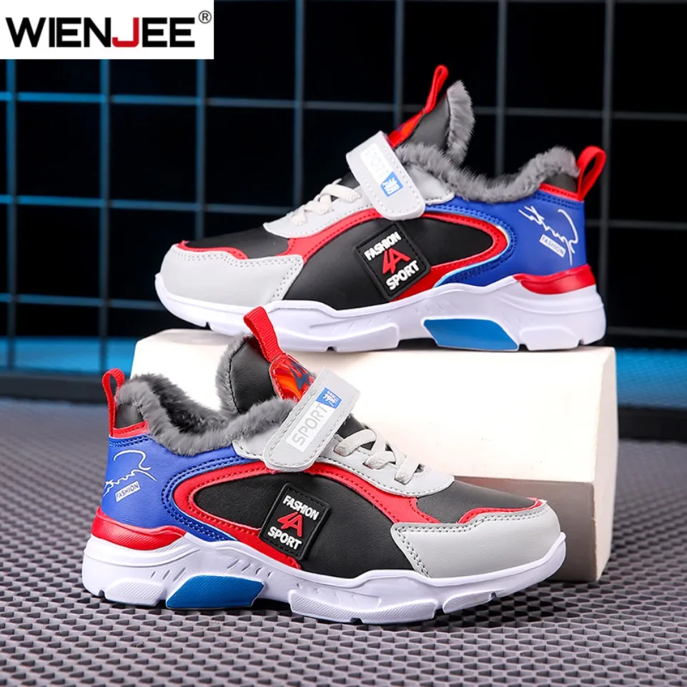 

Children's Sneaker Winter Plush Warm Boys' Sports Shoes Anti Slip School Students' Casual Walking Footwear Comfort Cotton Shoes