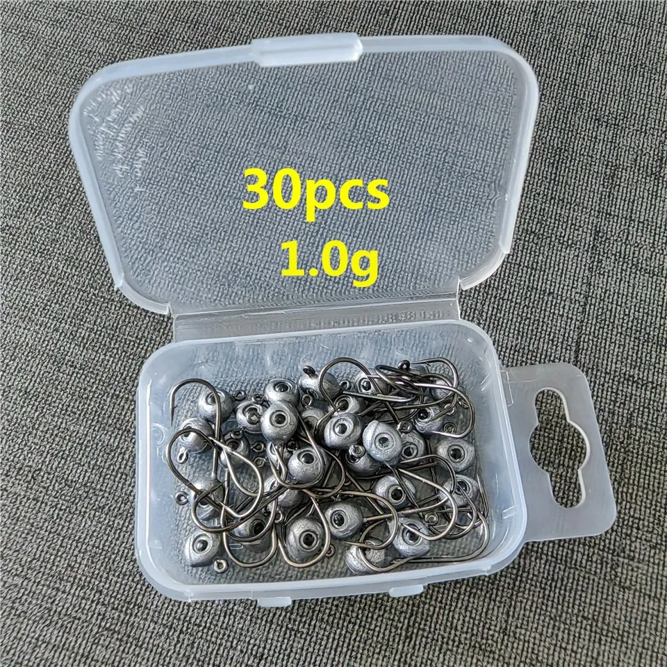 Swolfy 30 Stück 1g 1,8g 3,5g Kopfhaken Mini Rock Fishing Haken Finesse Köder Angelhaken Jigkopf Haken Geeignet für Köder Wurm Bait – Detail 10
