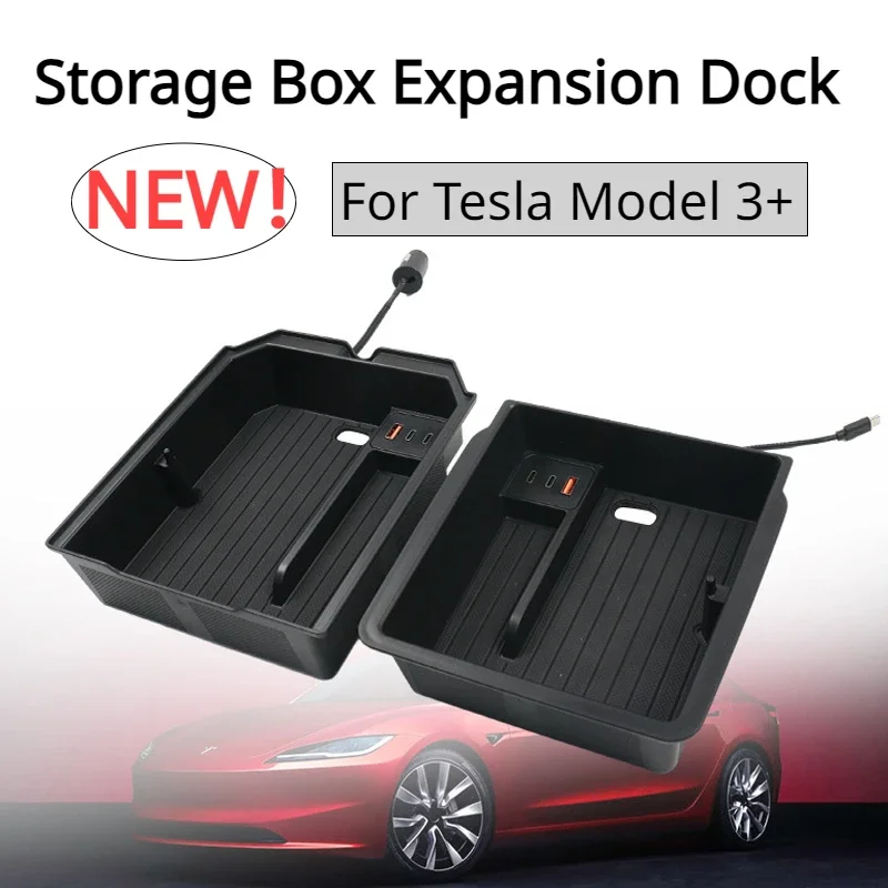 For Tesla Model 3+ New Model3 Highland 2024 Central Control Armrest Box Storage Box Storage and Finishing Interior Accessories