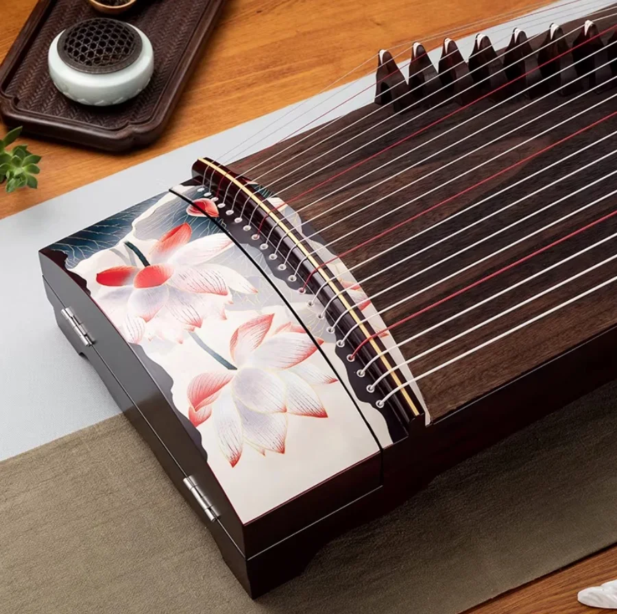 Guzheng 163cm 21 strings red Lotus Pattern Chinese string instruments