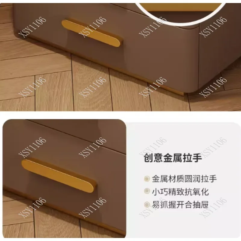 Multifunctional Smart Bedside Cabinet with USB Charging Light Luxury Solid Wood Bedroom Storage