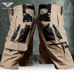 Heren Zomer Cargo Shorts Militaire Slijtvaste Waterdichte Broek Outdoor Sport Ademende Joggingbroek Meerdere Zakken