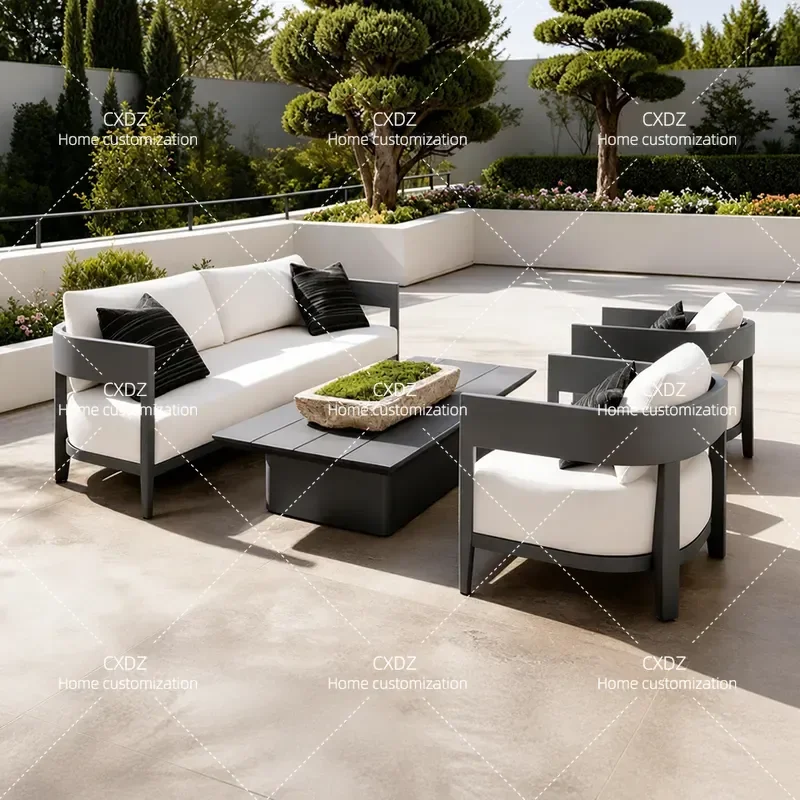 Outdoor Aluminum Alloy Sofa Waterproof Sun Protection Courtyard Villa Garden Furniture Hotel Bed and Breakfast Patio Seating