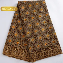 SJD LACE Nigerian Cotton Lace Fabric With Stones 2025 African Rhinestones Cotton Fabric Swiss Voile Lace For Women Dresses 4339