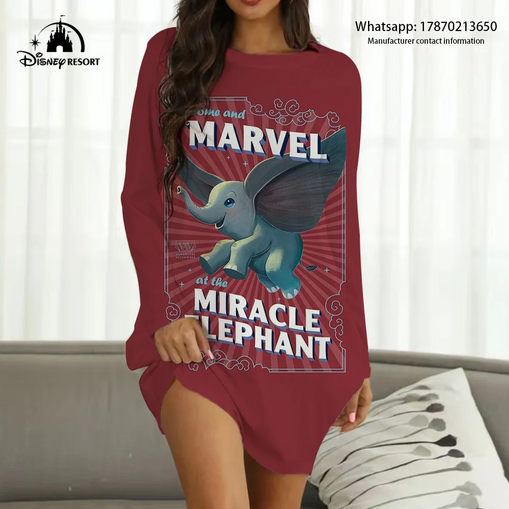 2022 Spring and Autumn New Disney Brand Boho Dumbo Anime Print Fashion Casual Sexy Party Ladies Homewear Y2K