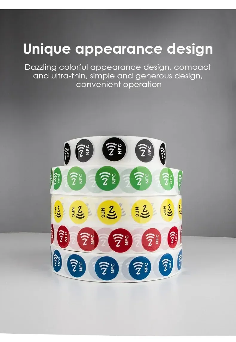 6 cái NFC ntag213 144 byte ướt tag Stickers 13.56MHz iso14443a ntag 213 chip RFID dính tag nhãn cho NFC điện thoại 6 màu sắc