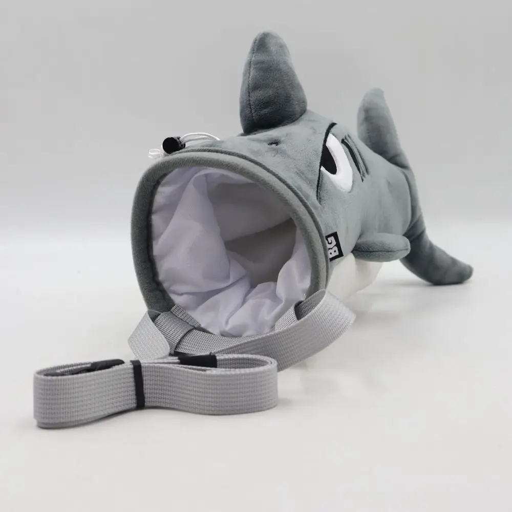 Flannel Shark Chalk Bag Rock Climbers Stuffed Animal Rock Climbing Bag Gray Bouldering Magnesium Powder Bag Gyming Sports Gift