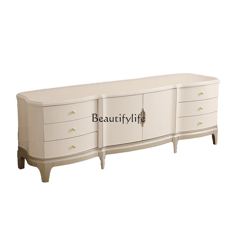 

American light luxury TV cabinet coffee table combination modern simple European small apartment solid wood floor cabinet