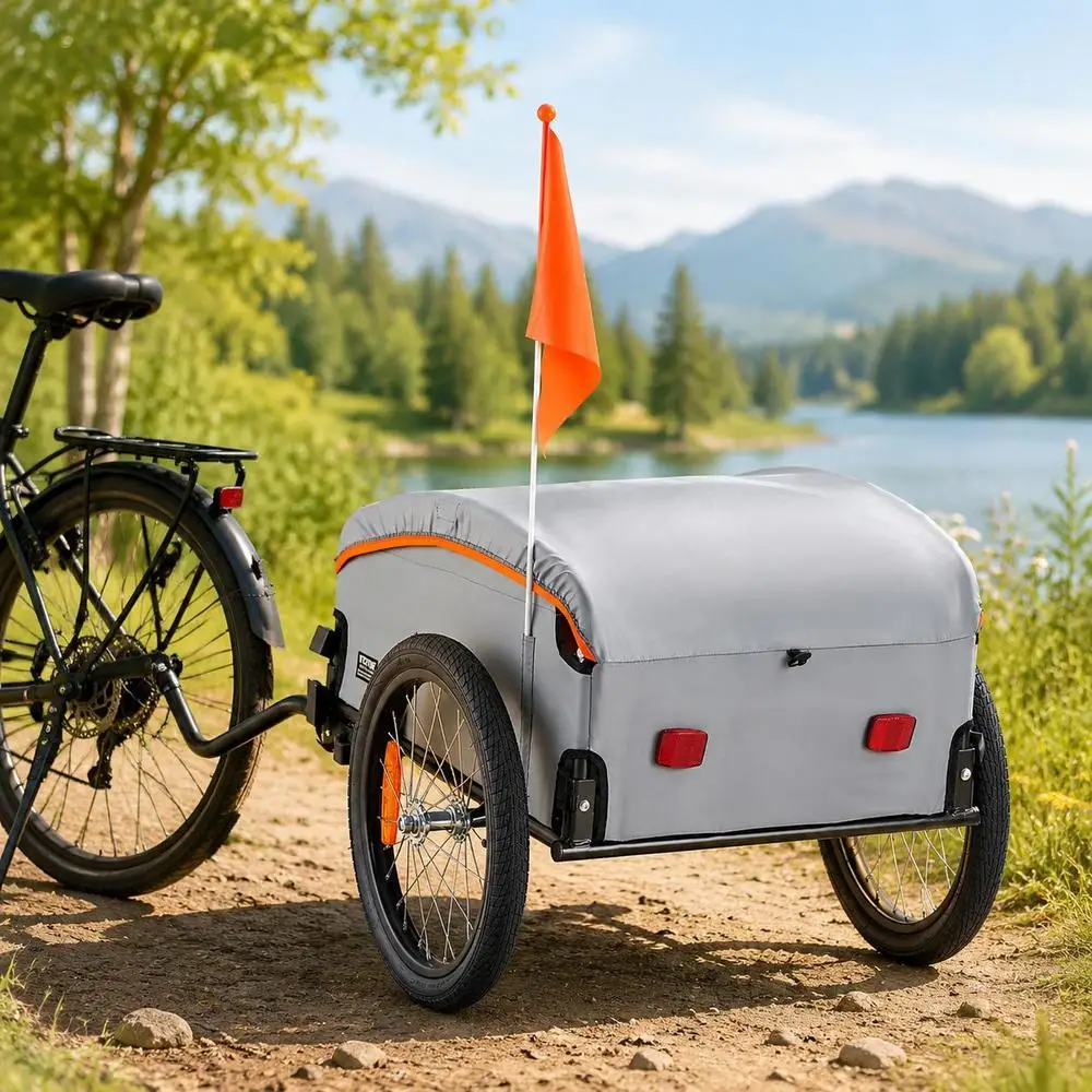 Faltbarer Fahrrad-Lastanhänger 1350 X 630 X 525 mm 45 kg Kohlenstoffstahlrahmen Universelle Anhängerkupplung für Camping, Einkaufen, Reisen