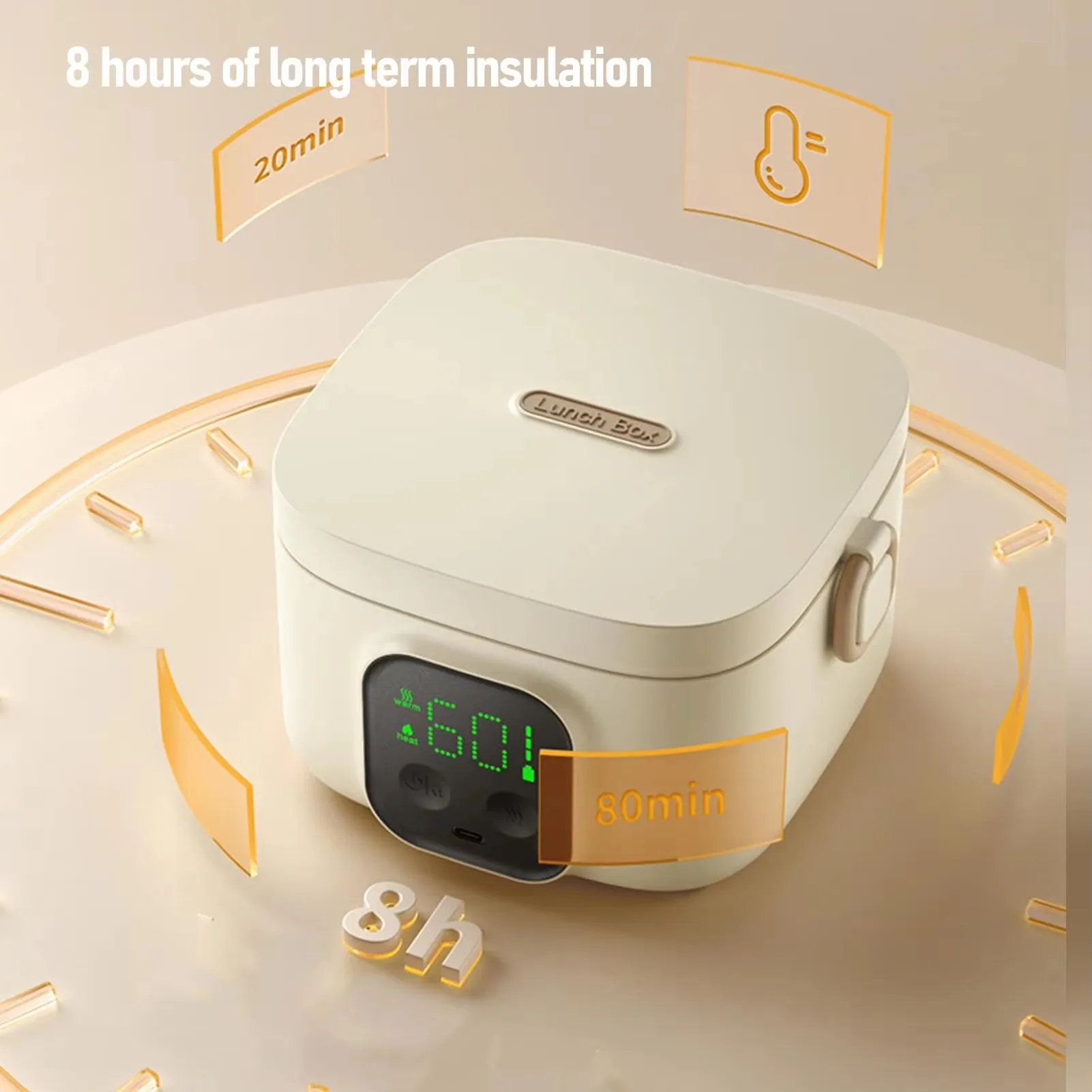 Electric Lunch Box Food Warmer Rechargeable 500ml Insulation Mode Portable Intelligent Constant Temperature Bowl for Camping