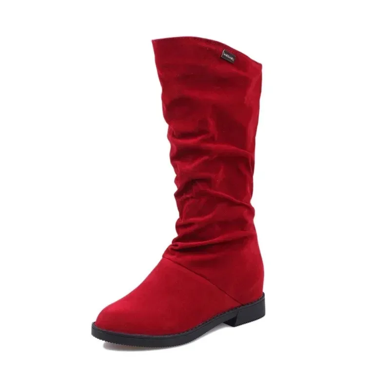 Snow Boots Women Winter Shoes Casual Woman High Boots Black Red Soft Comfortable Female Footwear Solid Suede Women Long Botas