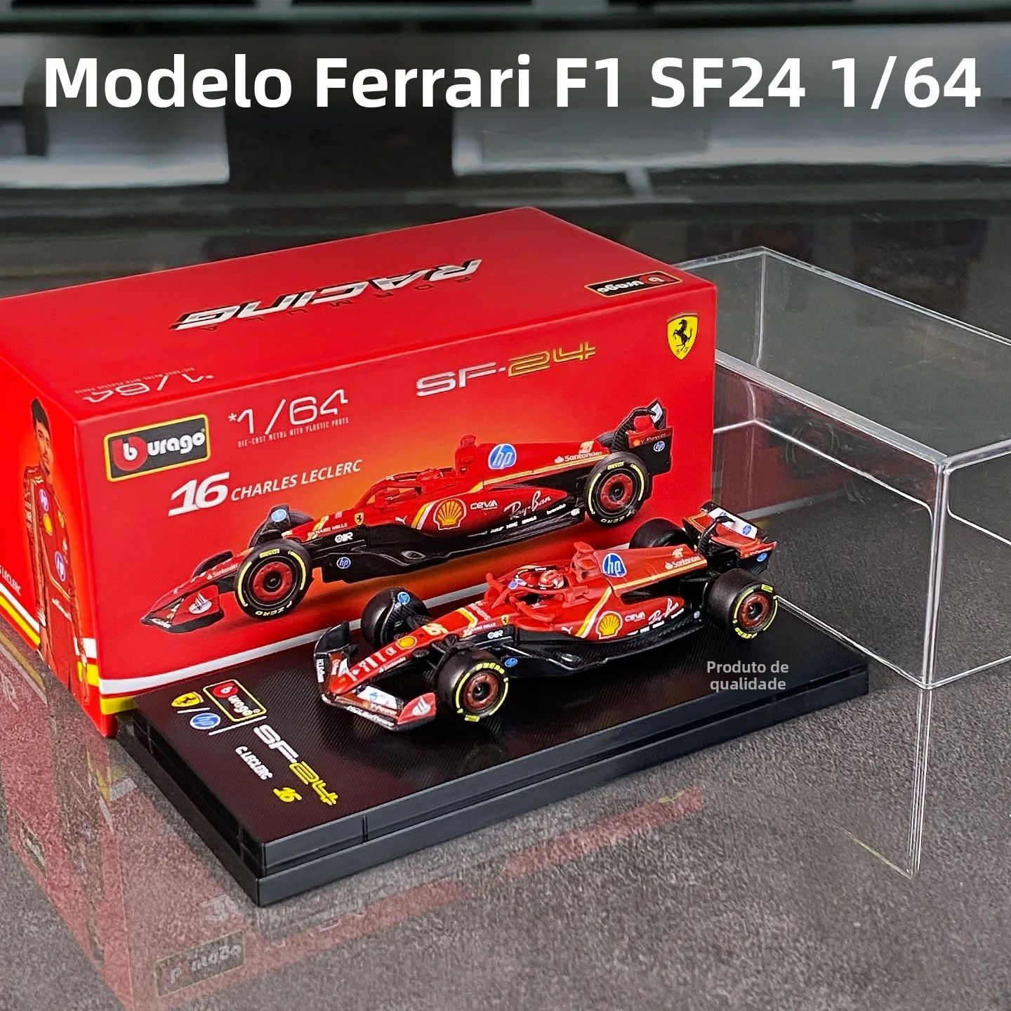 burago-164-f1-racing-car-model-alloy-sf24-display-piece-leclerc-collectible-diecast-vehicle-model-for-car-enthusiasts