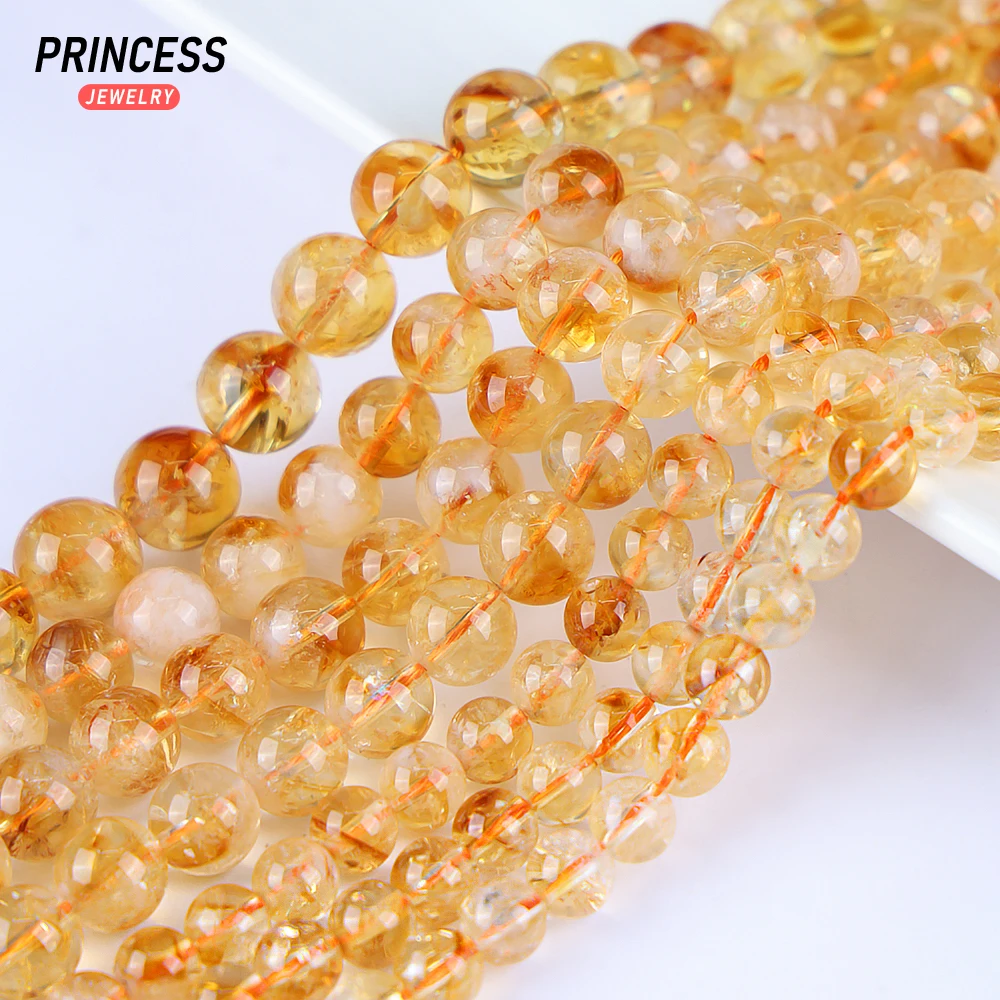 A++ Natural Citrine Pyramid Crystal Healing Quartz Energy Beads for Jewelry Making Bracelet Necklace DIY Accessories 4 6 8 10mm