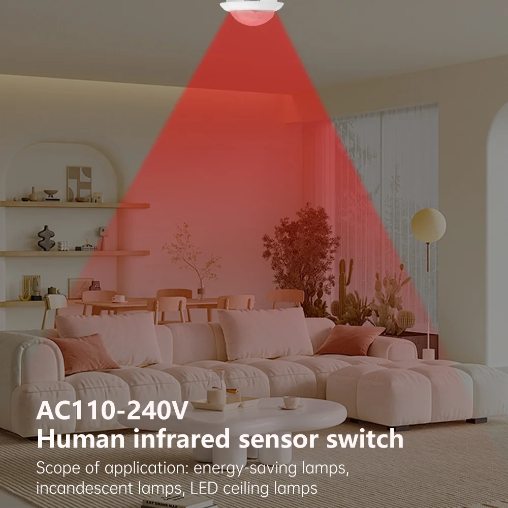 Ac 110-240V Infrared Sensor Adjustable Delay Embedded Human Infrared Induction Switch For Energy-Saving Led Ceiling Lights