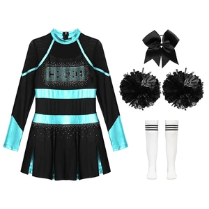 زي التشجيع لأطفال المدارس ، زي رقص المشجع للأطفال ، زي المشجع مع أحجار الراين ، الزي الرسمي اللامع للبنات أفضل 6 ملابس مشجعة مبيعا - رقم 4