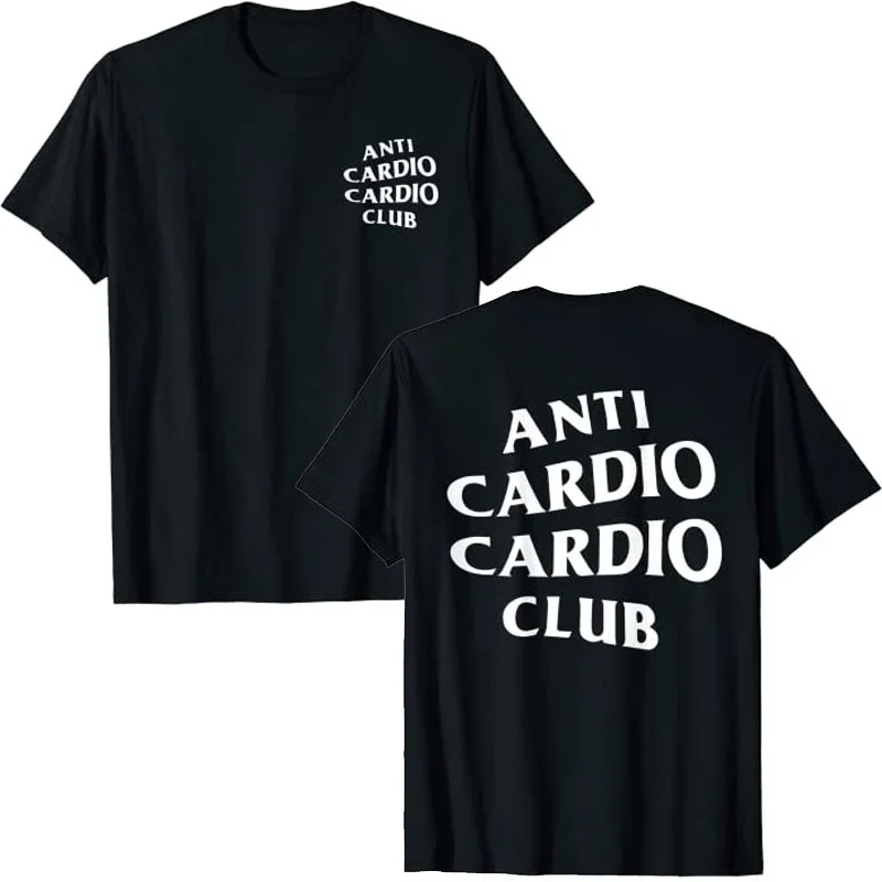 Anti Cardio Cardio Club T Shirt Gym Life Sayings Letter Print Graphic Tee Tops for Women Men Clothing Exercise Fitness Outfits