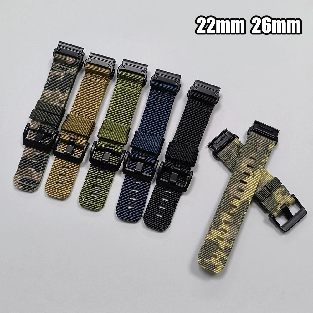 26 22 mm Nylon-Schnellverschlussarmband für Garmin Fenix 8 pro E 7X 7 6X 6 5X 5Plus/Quatix 8 Forerunner 970 965/Enduro 3 Loop Band Armband