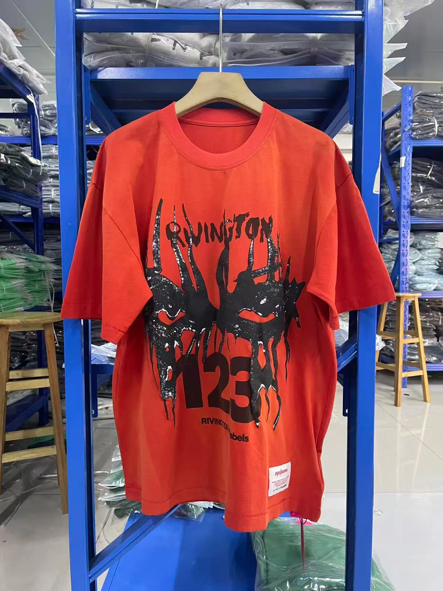 

Retro Heavyweight RRR123 Hip Hop Style Digital Print Trendy Washed Distressed Loose Short Sleeve T Shirt Casual Cotton Tee