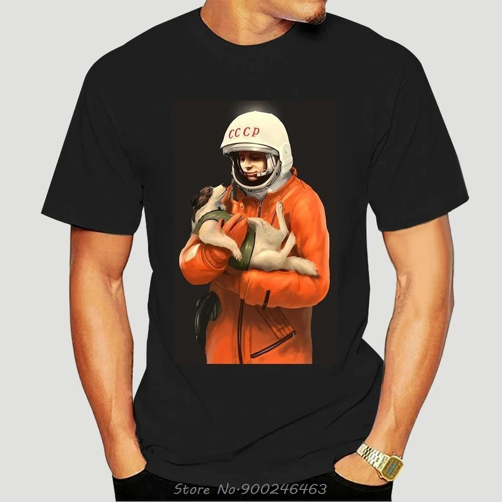 Yuri Gagarin Laika Cccp T-shirt Men Ussr Soviet Union Printed Gosha T Shirt Astronaut Laika Dog Propaganda CCCP Cotton Tshirt