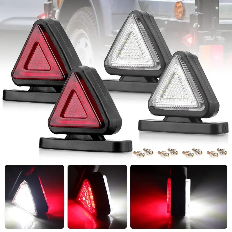 Triangular LED Side Marker Lights Red White Clearance Lamps 12V-24V Signal Indicator Lights Warning Lamp For Trailer Truck Lorry