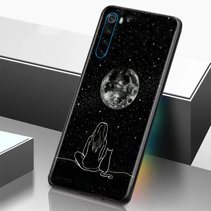 Funny Cute Cat Line Art Phone Case For Xiaomi Redmi Note 11 10 9 8 Pro 9S 8A 10S 11S Soft Cover For Redmi Note 8Pro 10Pro Fundas