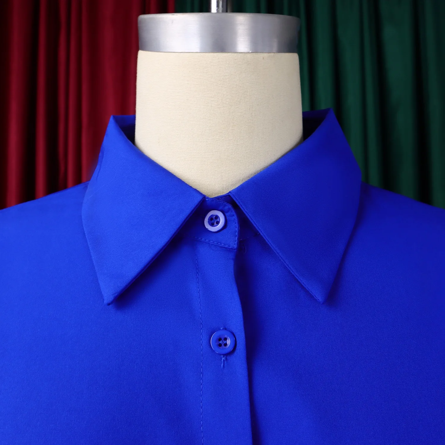 エレガントなシャツドレス女性のためのターンダウンカラーシングルブレストストレートミッドカーフファッションレディース誕生日パーティーディナードレス