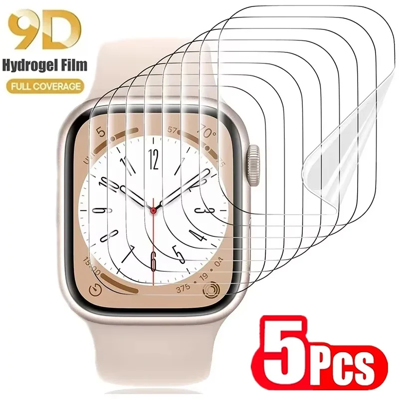 1-5 Stück HD Hydrogel Displayschutzfolie für Apple Watch 9 8 7 6 5 38MM 40MM 42MM 44MM 41MM 45MM für IWatch Ultra 3 2 49MM Kein Glas