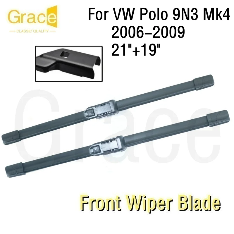 

Wiper Blade For VW Polo 9N3 Mk4 21"+19" Car Windshield Windscreen Rubber 2006 2007 2008 2009