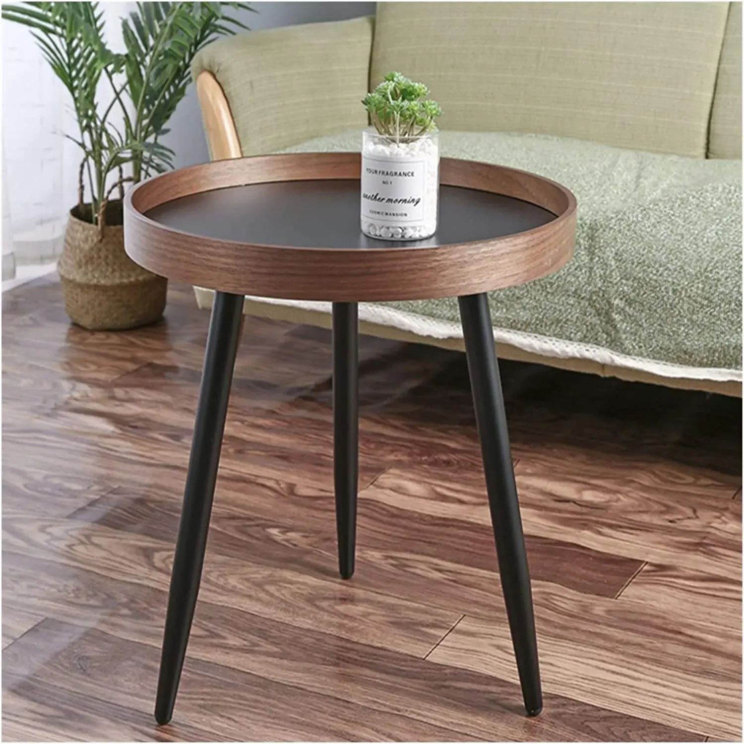 Side Table, End Table for Sofa, Corner Edge, Top Design, Metal Legs in Powder Coating