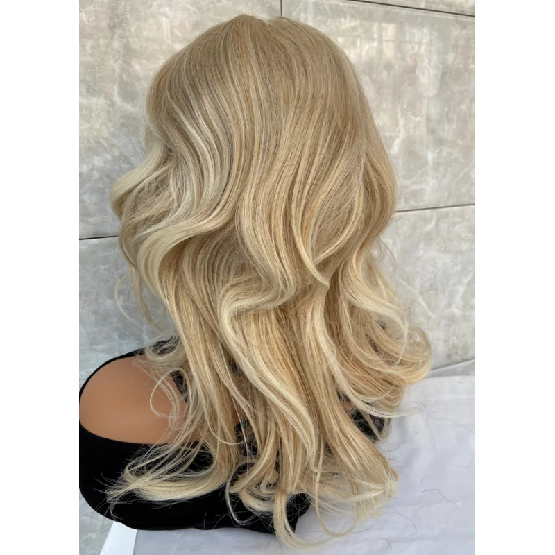 Light Blonde Highlight Mix Hair Blend Heat Ok Wigs Women Soft Natural