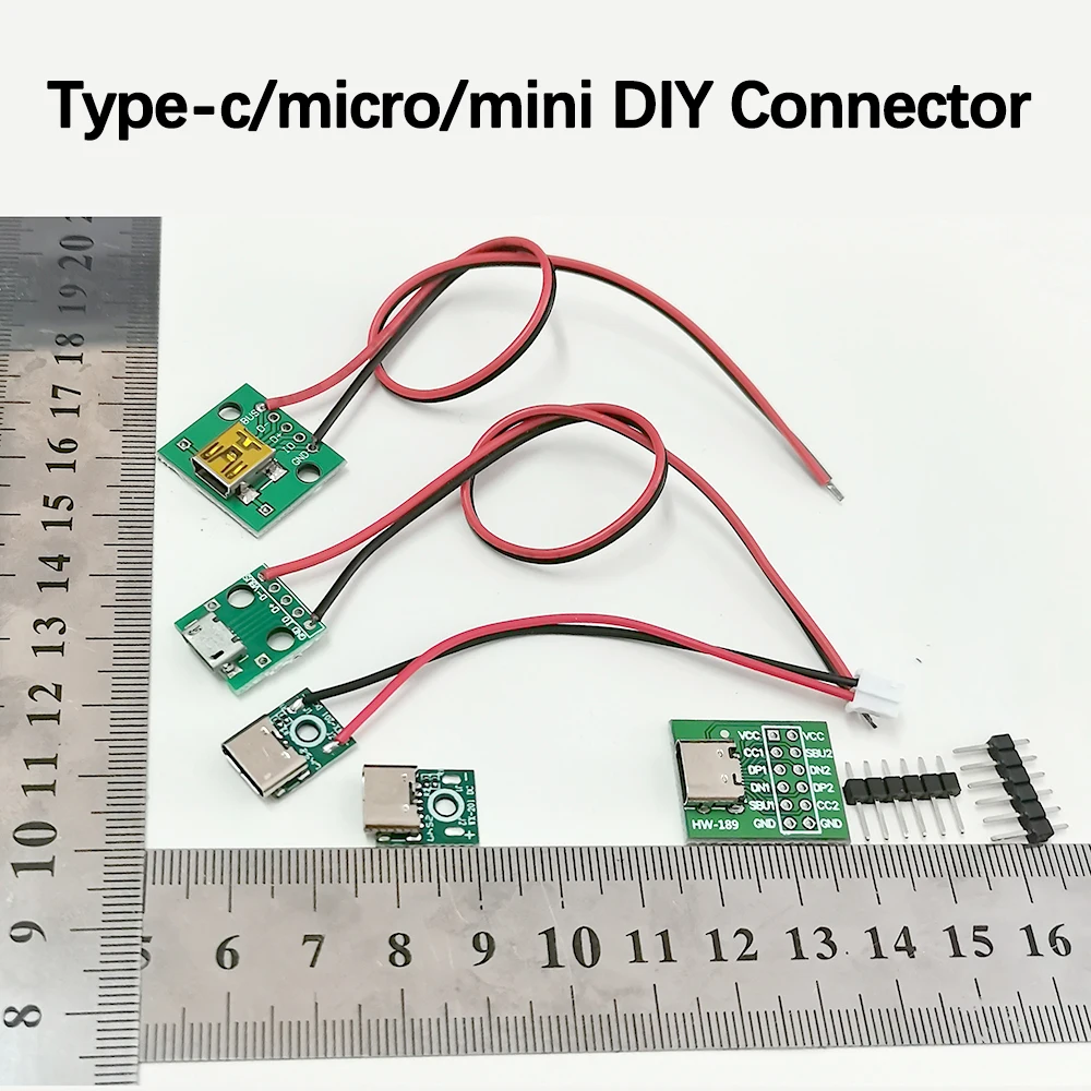 1PC 2A Micro/Mini USB Jack 3.1 Type-C 5V Female Connector Jack Charging Port USB Test Board Type C Socket With Solder Wire PH2.0