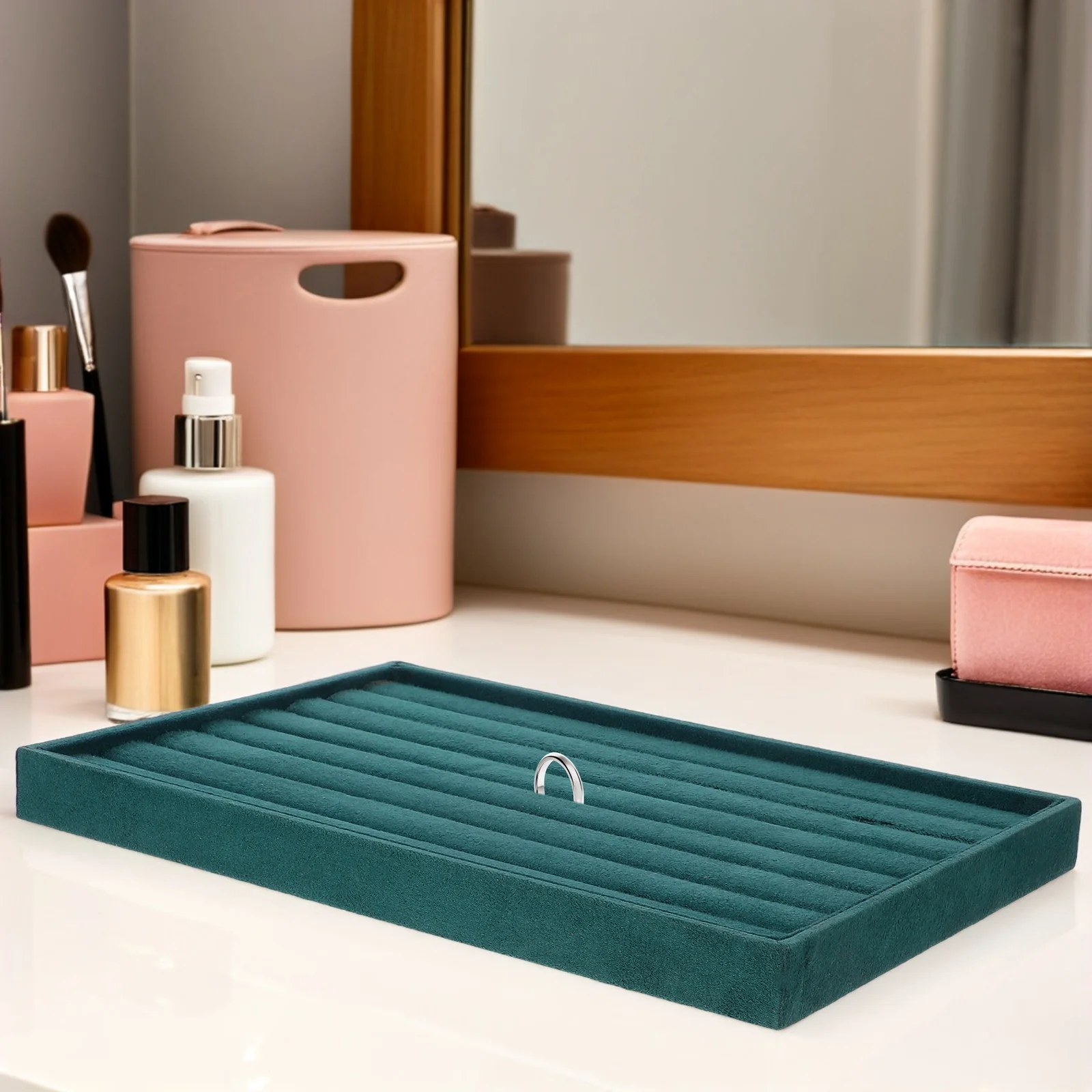 

Jewelry Display Tray Organizer For Rings Necklaces Earrings Bracelets Trinkets Storage Holder Women Accessories Showcase Box