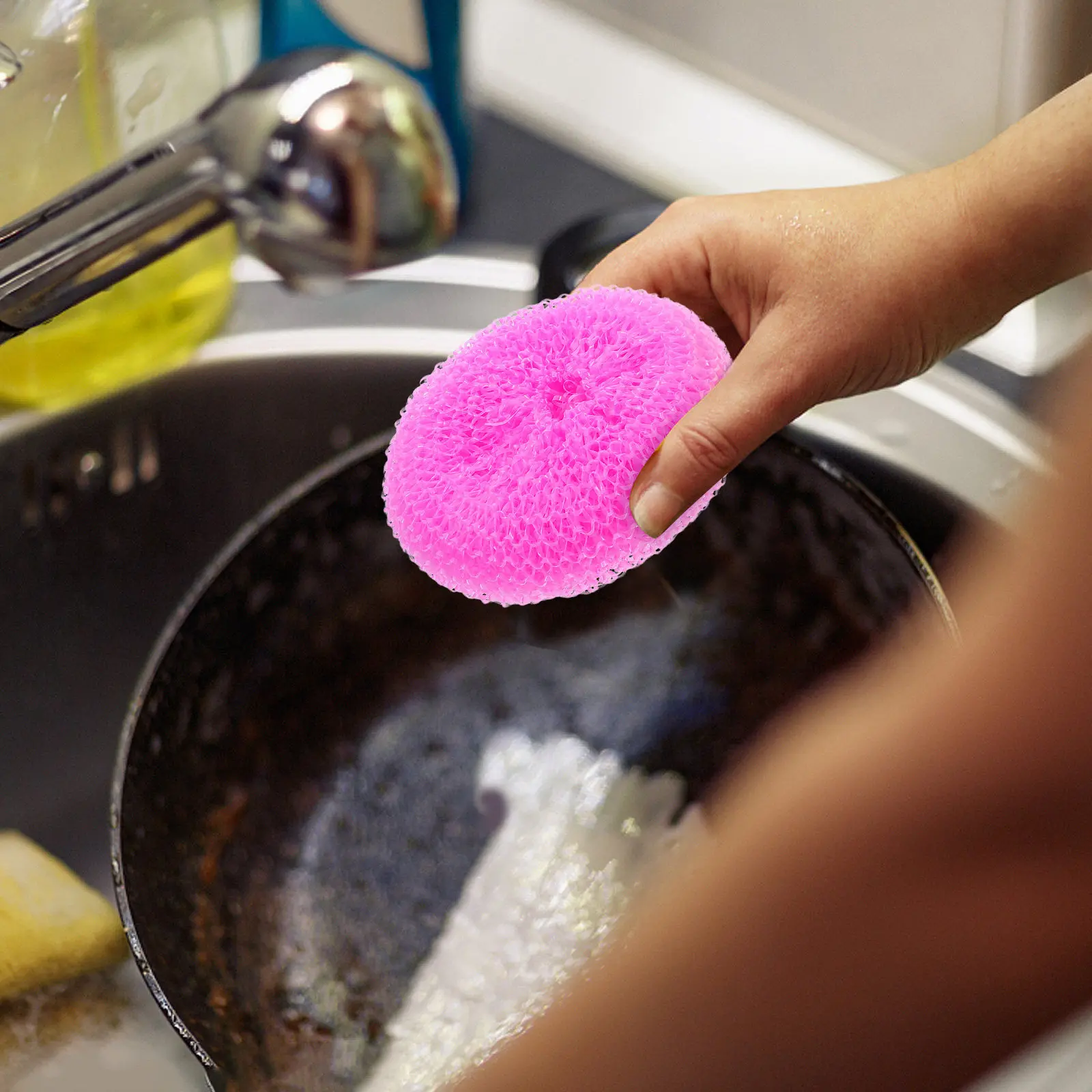 20Pcs Round Plastic Kitchen Scrub Brush Set Scratch Free Dishwashing Brush for Cookware Wok Skillet Pots Pans Vegetable Washer