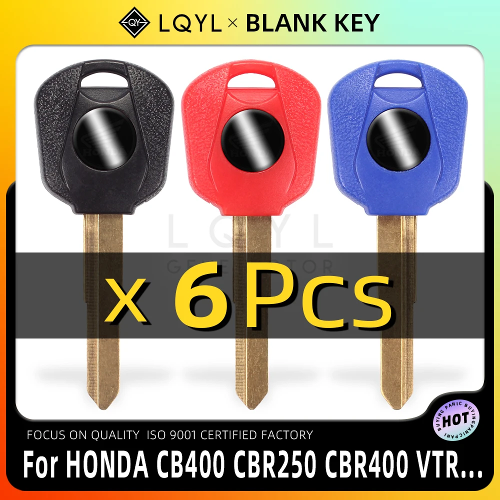 6Pcs New Blank Key Motorcycle Replace Uncut Keys For HONDA CB400 VTR250 CB-1 VT250 JADE250 Hornet 250 CBR250 CBR400 MC19 MC22