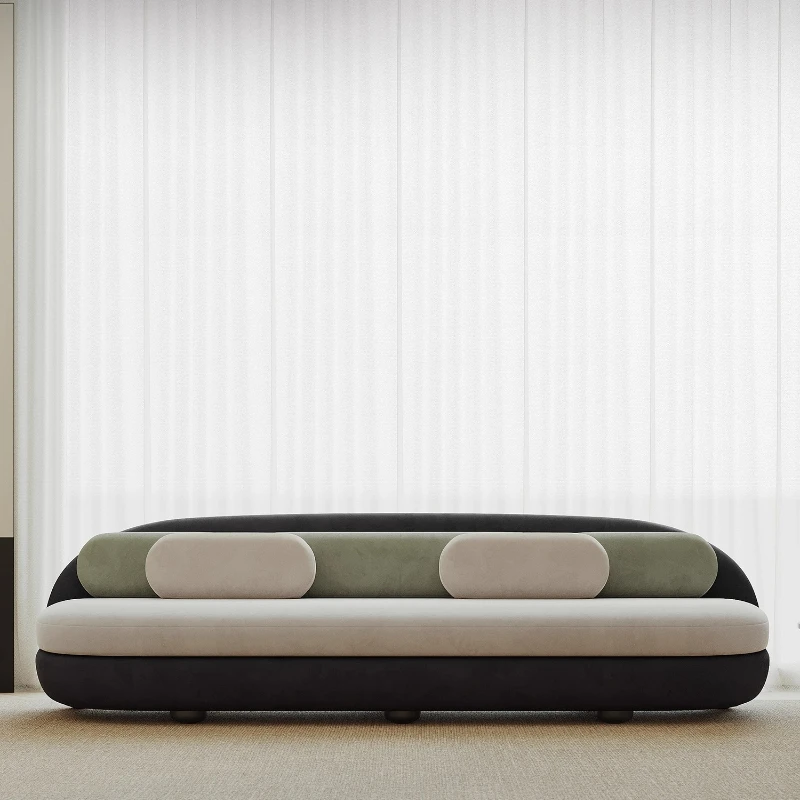 

Italian minimalist fabric sofa living room modern light luxury high-end sense large and small apartment designer straight row so