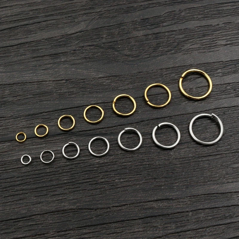 200pcs 3-10mm Stainless Steel Gold Color DIY Jewelry Findings Open Single Loops Jump Rings & Split Ring for jewelry making