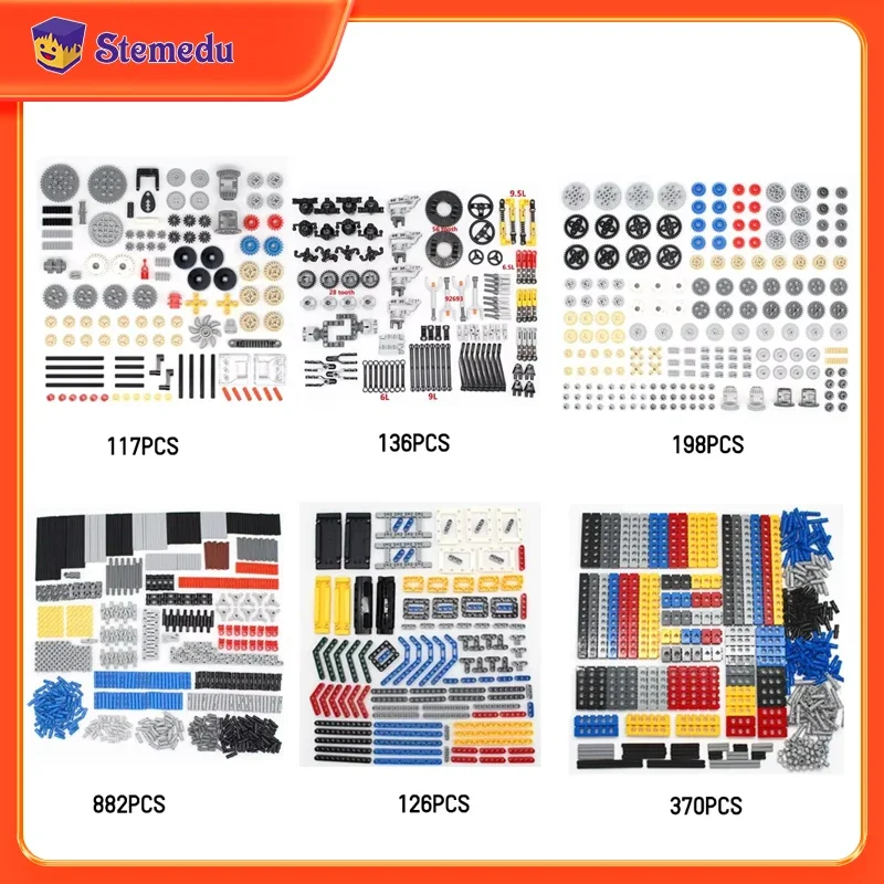 MOC Technical Parts Set Suspension Steering Gearbox Differential Gear Pin Liftarm Bricks Axle Connector Panel Building Blocks