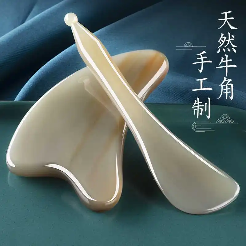 Factory Wholesale Genuine Goods White Buffalo Horn Scrapping Plate Face for Beauty Use Eye Muscle-Poking Stick Universal for Ent