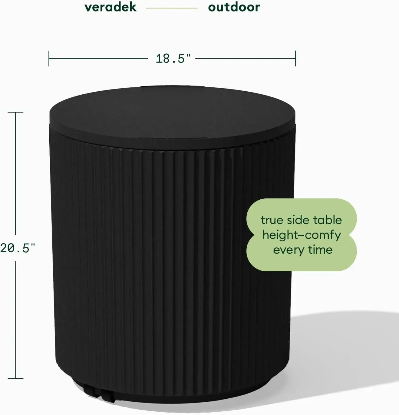 Black 2-in-1 Outdoor Side Table, 21 Inch, Portable Cooler Design