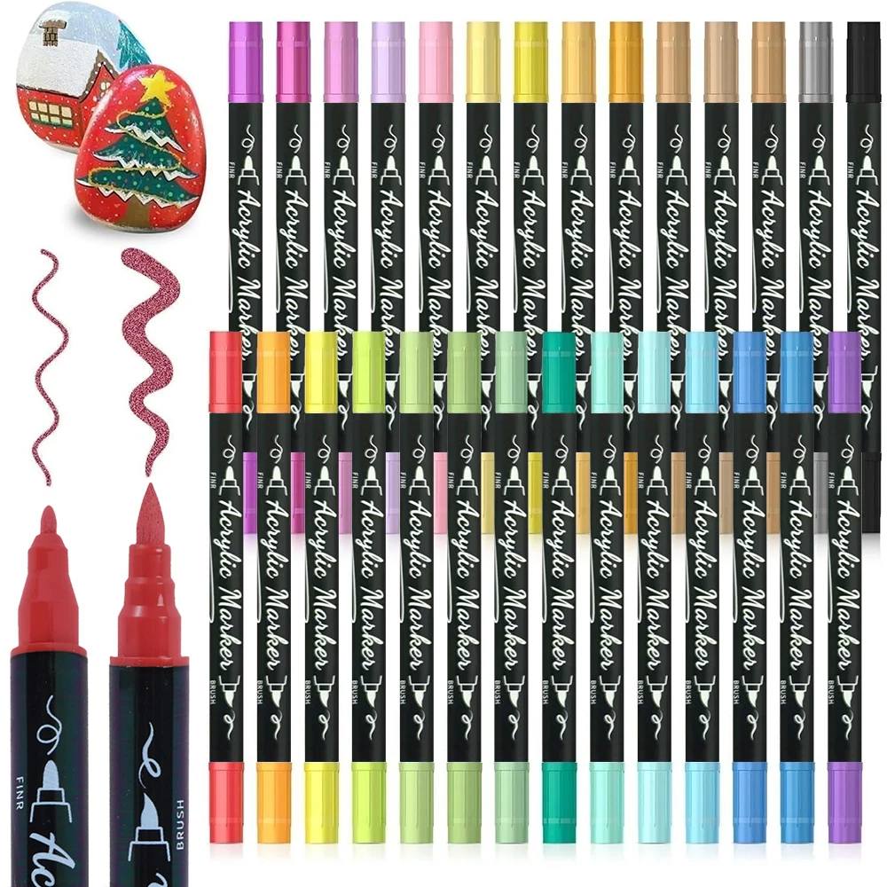 

Double Eened Acrylic Paint Makers 12-168 Colors Quick Dry Acrylic Markers Pens for Painting Rock Glass Ceramic Plastic Fabric
