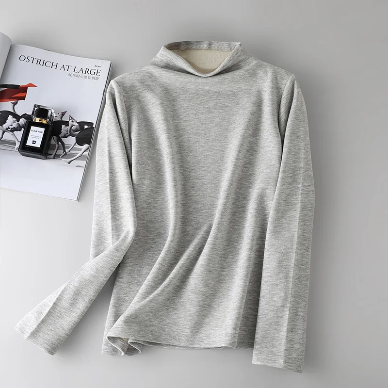 Birdtree Silk Brushed Basics Undershirt, Mock Neck Long Sleeve Shirt, Women Knitted Warmth Soft Blouse, 2026 Winter New T6O404JF