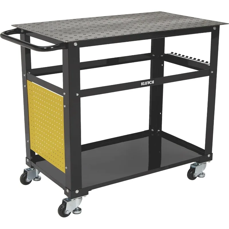 Klutch Mobile Welding Table, Welding Tools Metal Fit-Up Kit With Firm Grip Handle And Heavy-Duty Swivel Casters, Welding