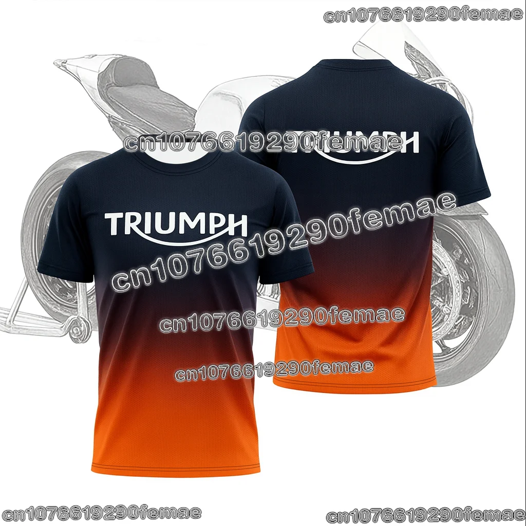 

Мужская футболка Triumph с мотоциклетным фанатом, 2026, модный свободный топ с 3D принтом, лето-осень, повседневная повседневная уличная удобная футболка