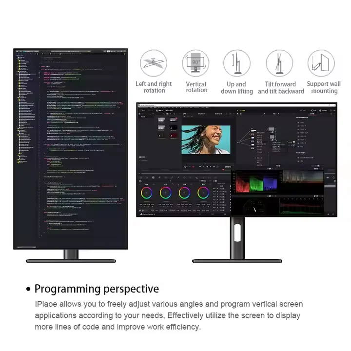Monitor PC 4k 27" 60Hz HD IPS Design dello schermo verticale senza cornice PC desktop Monitor LCD Tipo-c Schermo esterno