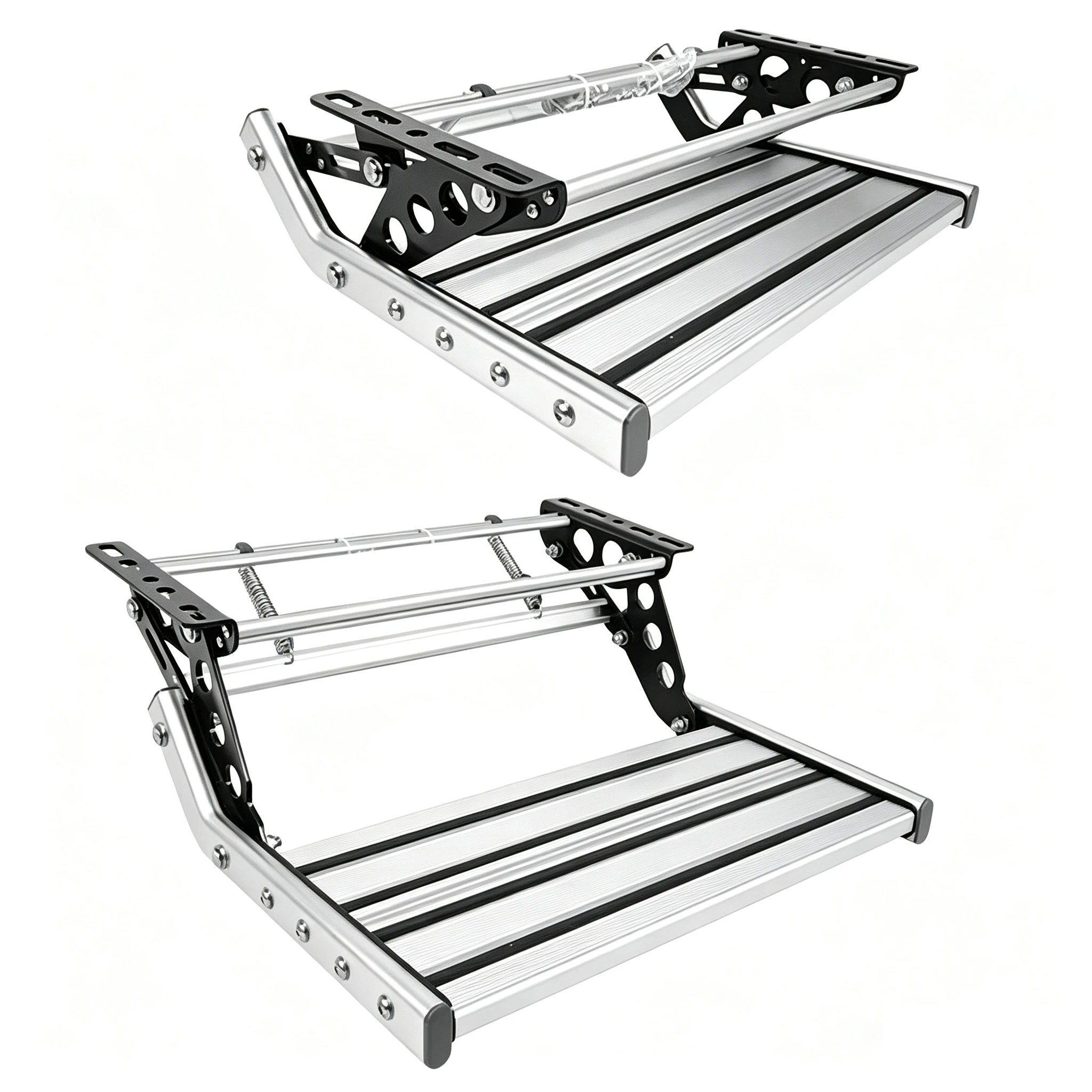 Automatic RV Step with LED Universal Heavy-Duty Folding Stair 200kg Aluminum Alloy Folding Step for Camper Caravan Motorhome