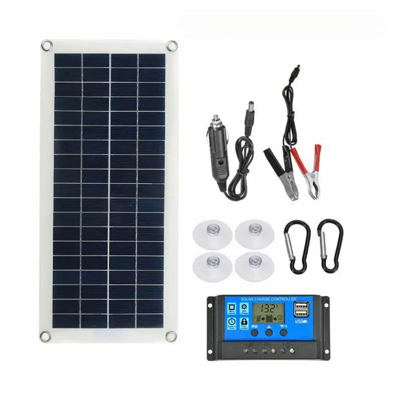 لوحة طاقة شمسية 60 واط 12 فولت DualUSB إخراج الخلايا الشمسية بولي لوحة طاقة شمسية 20/30/40/50/60A تحكم لسيارة يخت بطارية قارب شاحن #4