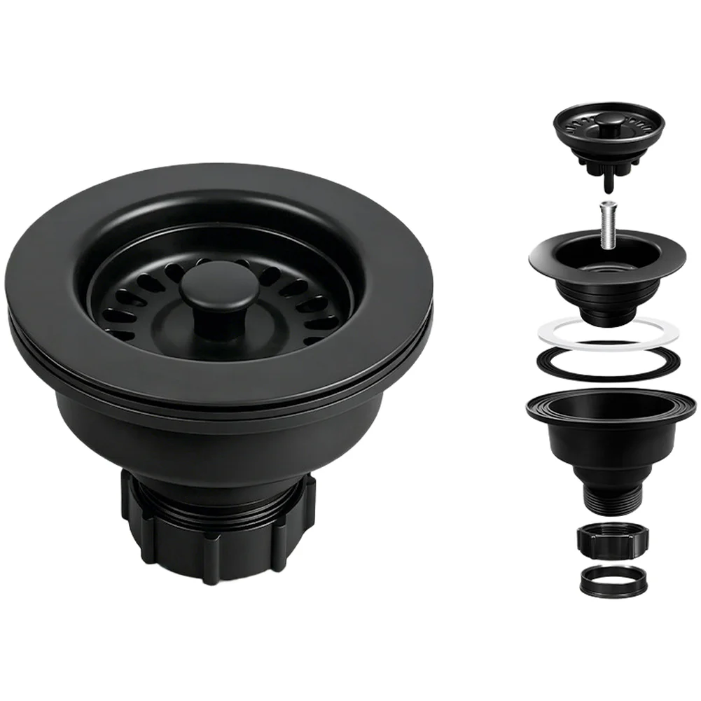 Double Layer Drain Protection System with Stainless Steel Filtration and PP Housing for Standard 114mm Kitchen Sink Openings