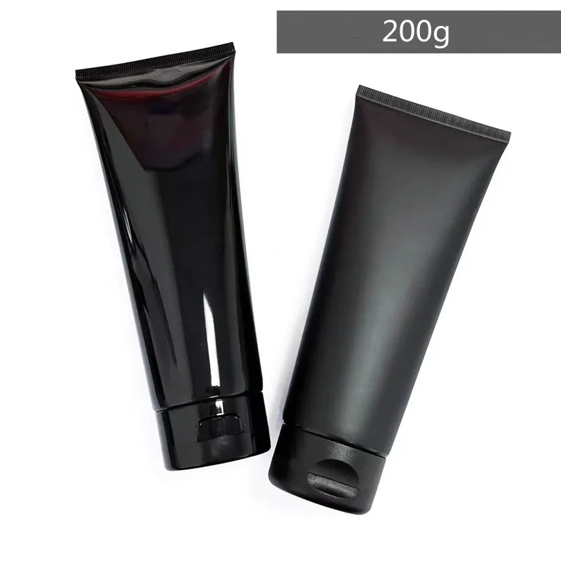 

New 200ml Empty Matte Black Soft Tube Facial Cleanser Shampoo Conditioner Tube Squeeze Cosmetic Container With Flip /Screw Cap